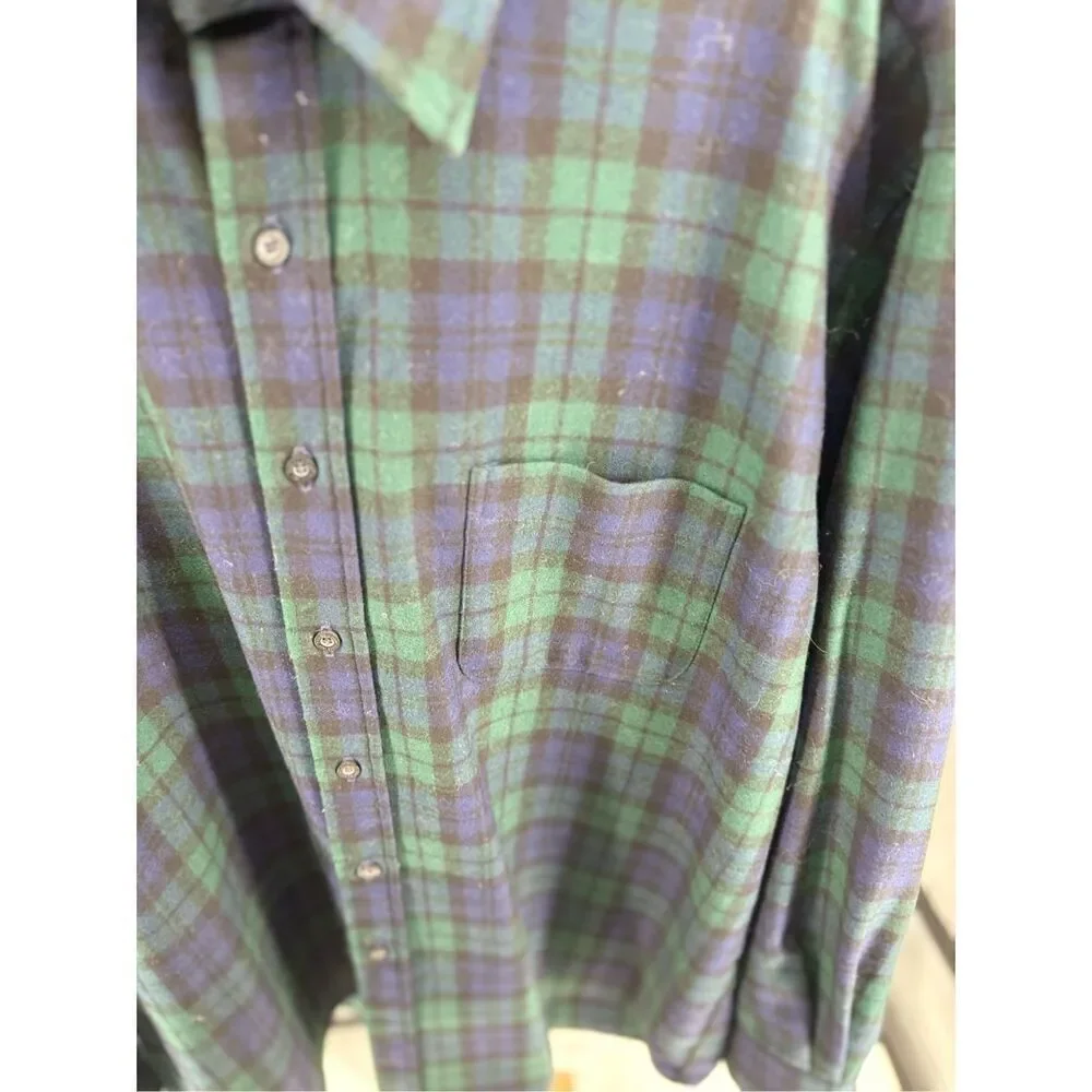 Pendleton Lodge Shirt Blackwatch Tartan 100% Virgin Wool Button Up Mens Size XL